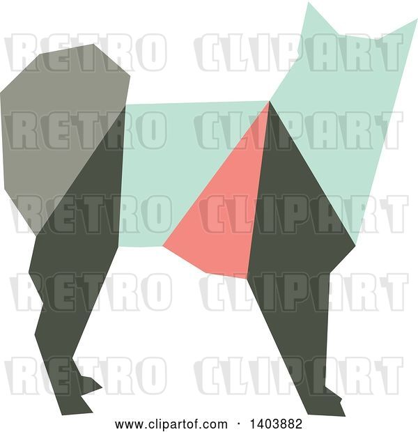 Vector Clip Art of Retro Geometric Colorful Profiled Dog