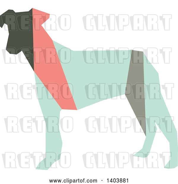 Vector Clip Art of Retro Geometric Colorful Profiled Terrier Dog