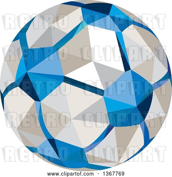 Vector Clip Art of Retro Geometric Low Poly Style Soccer Ball
