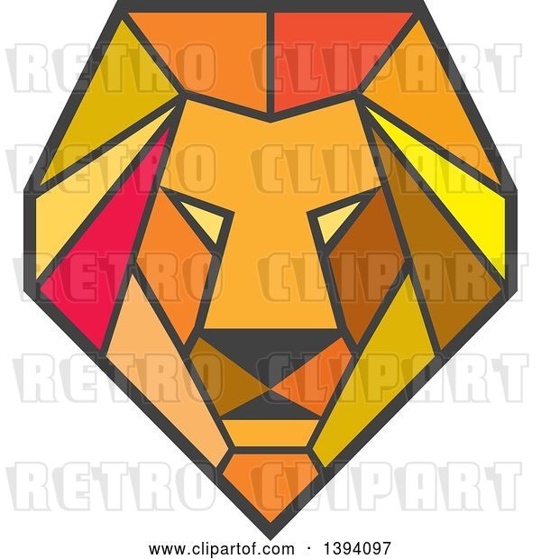 Vector Clip Art of Retro Geometric Low Polygon Male Lion Head