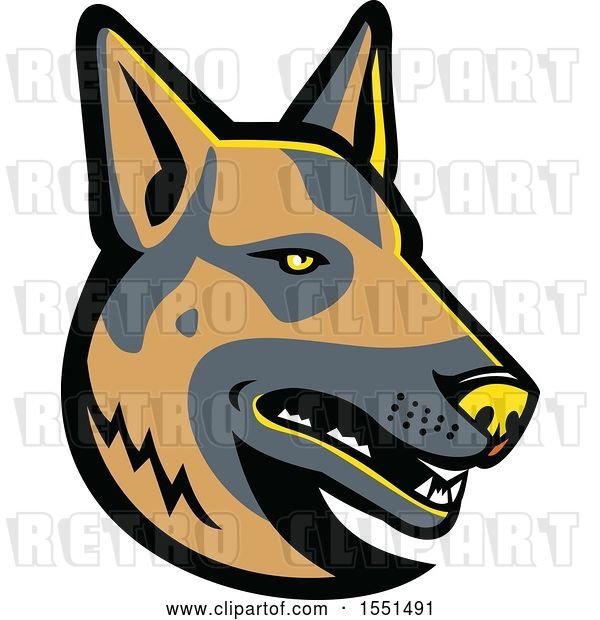Vector Clip Art of Retro German Shepherd Dog Mascot Head