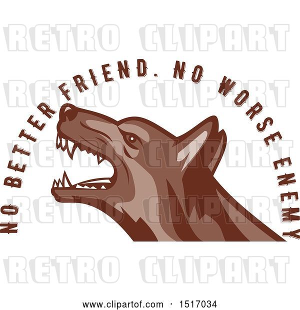 Vector Clip Art of Retro German Shepherd Dog with No Better Friend No Worse Enemy Text