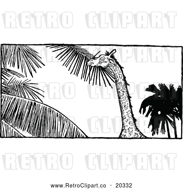 Vector Clip Art of Retro Giraffe Eating Leaves
