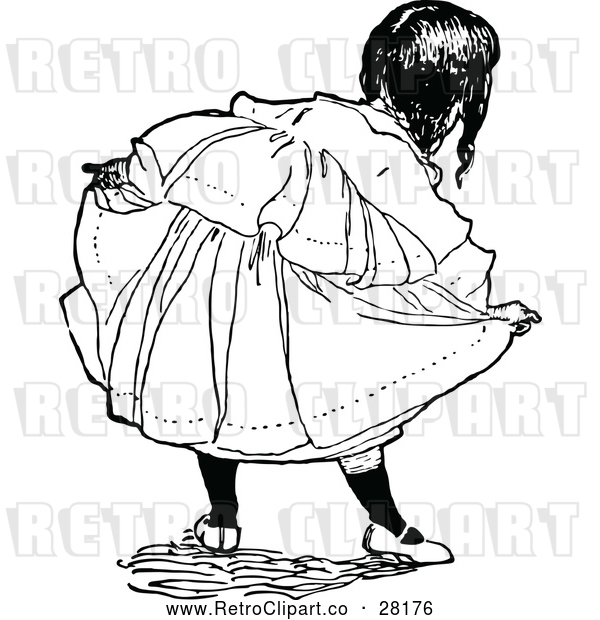 Vector Clip Art of Retro Girl Doing a Curtsy