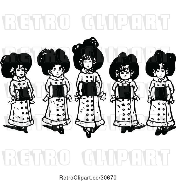 Vector Clip Art of Retro Girls with Muffs