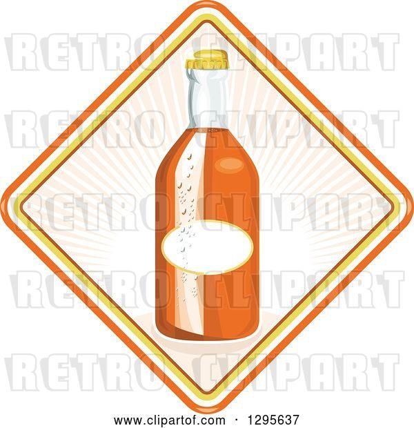 Vector Clip Art of Retro Glass Orange Soda Bottle in a Diamond