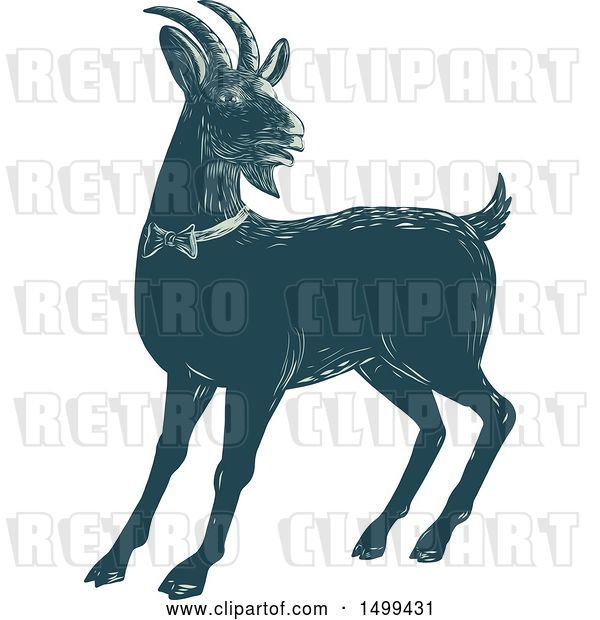 Vector Clip Art of Retro Goat Wearing a Bow Tie