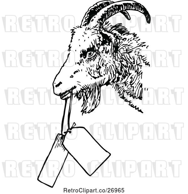 Vector Clip Art of Retro Goat with Tags