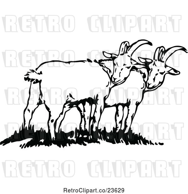 Vector Clip Art of Retro Goats