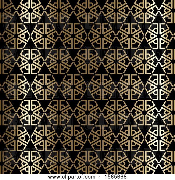 Vector Clip Art of Retro Gold and Black Art Deco Styled Pattern