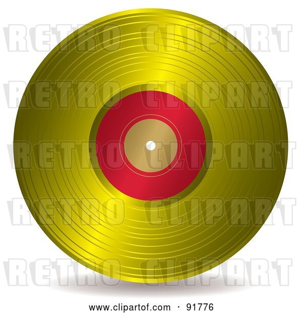 Vector Clip Art of Retro Gold and Red Record Album