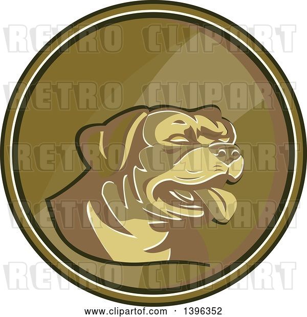 Vector Clip Art of Retro Gold Medallion of a Rottweiler Dog