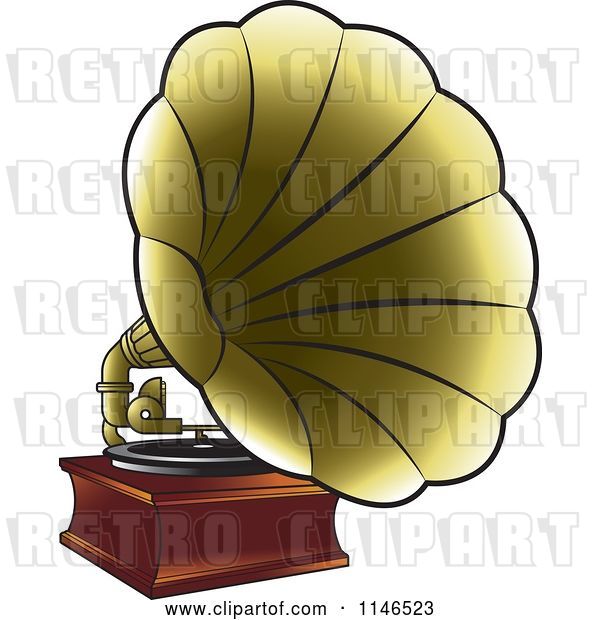 Vector Clip Art of Retro Golden Gramophone