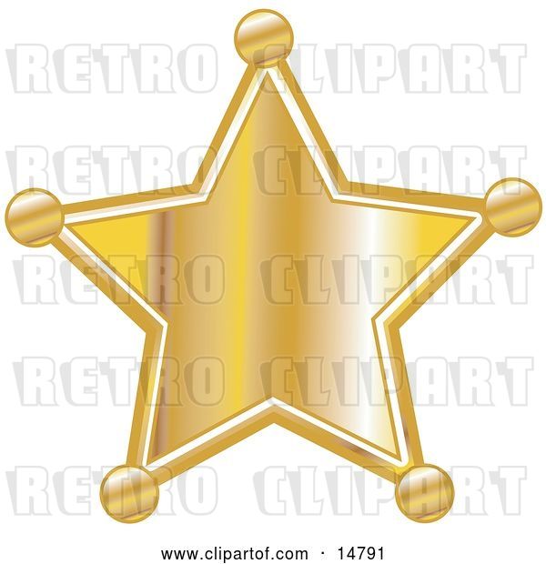 Vector Clip Art of Retro Golden Star Shaped Sheriff's Badge