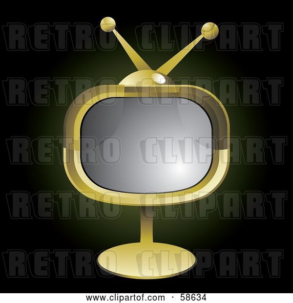 Vector Clip Art of Retro Golden Tv on a Stand