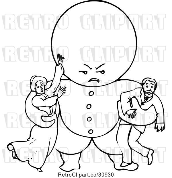 Vector Clip Art of Retro Goops Kid Attacking Adults