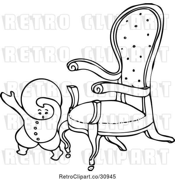 Vector Clip Art of Retro Goops Kid by a Chair