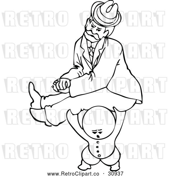 Vector Clip Art of Retro Goops Kid Carrying a Man
