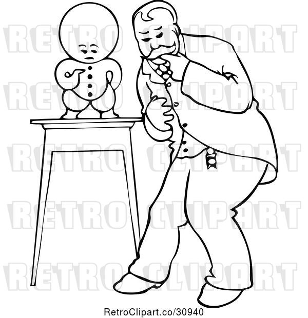 Vector Clip Art of Retro Goops Kid on a Table