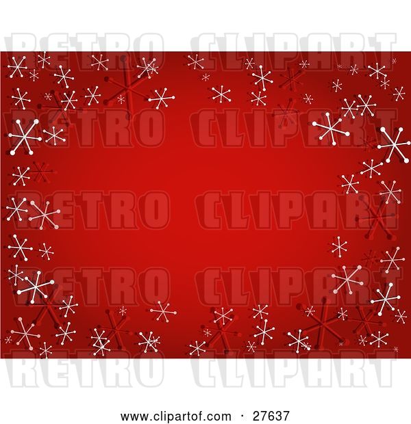 Vector Clip Art of Retro Gradient Red Background with Red and White Snowflakes