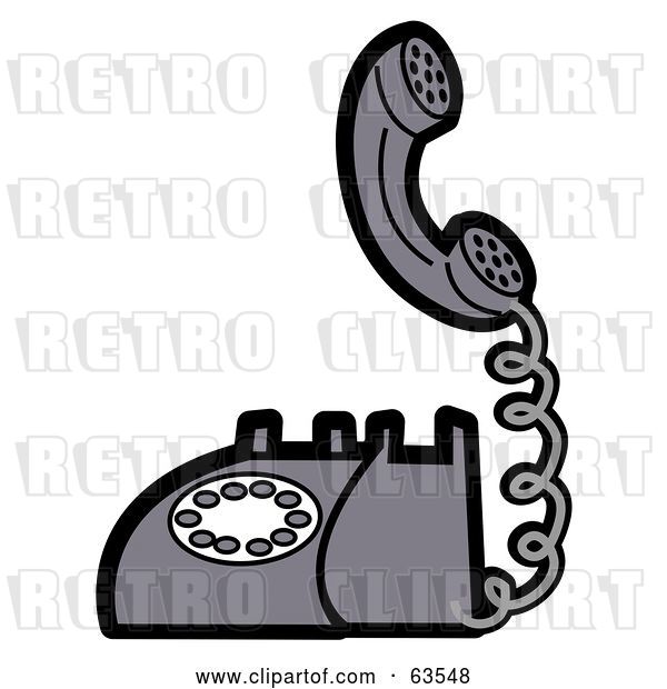 Vector Clip Art of Retro Gray Landline Telephone