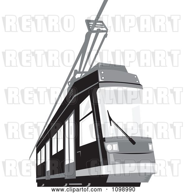 Vector Clip Art of Retro Grayscale Cable Street Car Tram 1