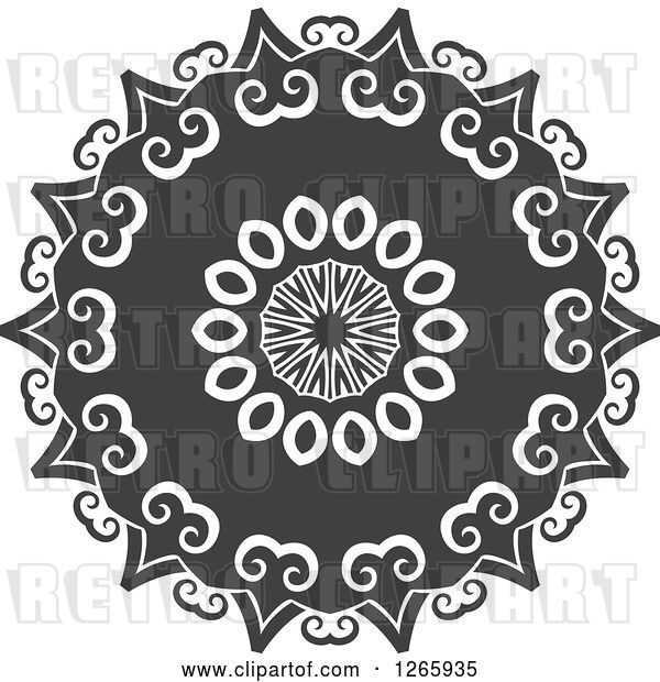 Vector Clip Art of Retro Grayscale Lace Circle