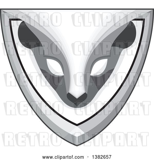Vector Clip Art of Retro Grayscale Styled Skunk Head in a Shield