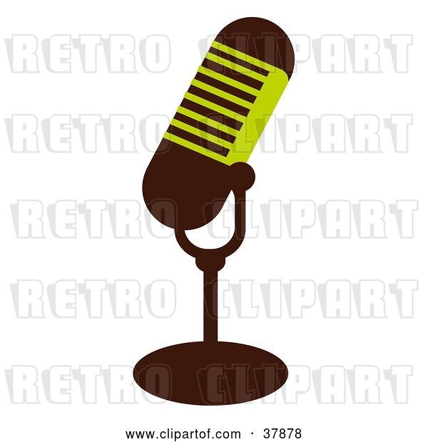 Vector Clip Art of Retro Green and Brown Microphone