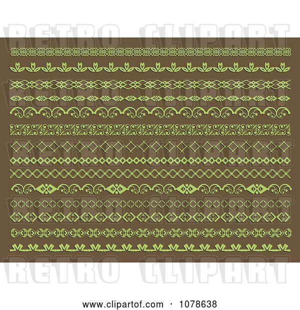 Vector Clip Art of Retro Green and Brown Page Borders and Rules