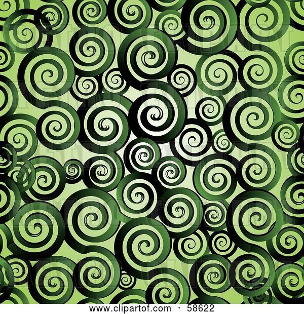 Vector Clip Art of Retro Green Background of Spirals.