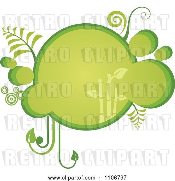 Vector Clip Art of Retro Green Bubble Bamboo Frame