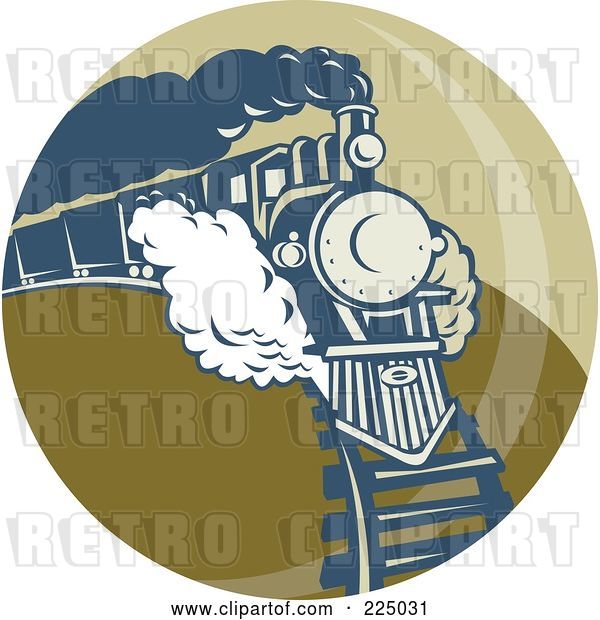 Vector Clip Art of Retro Green Circle Steam Train Logo