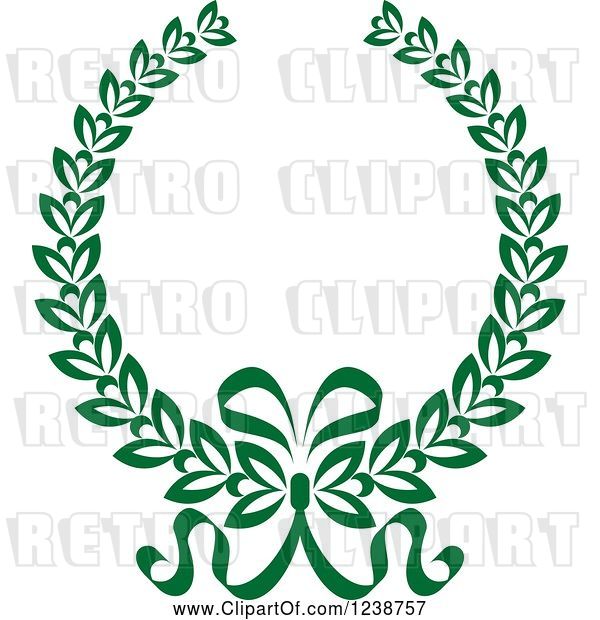 Vector Clip Art of Retro Green Coat of Arms Wreath with Ribbons