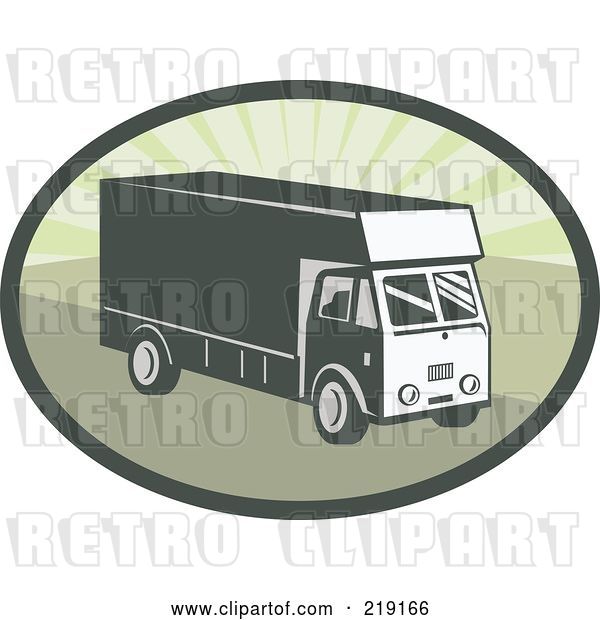 Vector Clip Art of Retro Green Delivery Van Logo