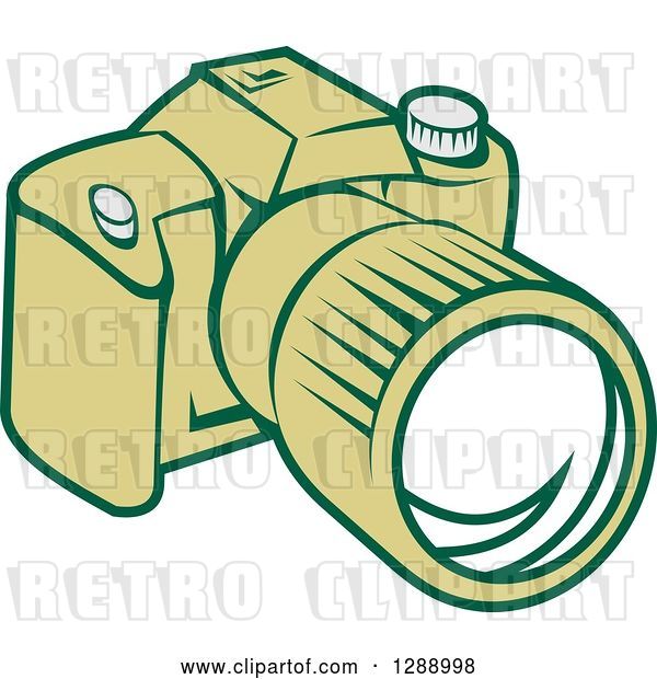 Vector Clip Art of Retro Green Dslr Camera