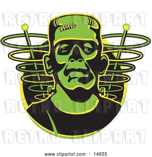Vector Clip Art of Retro Green Frankenstein Monster