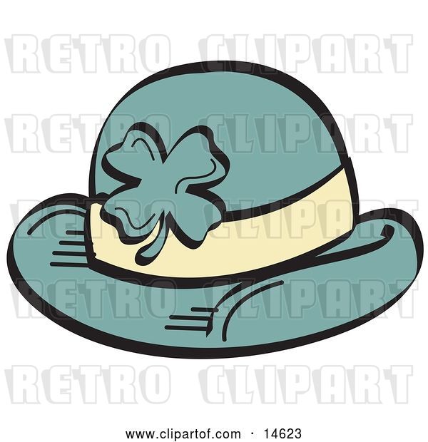 Vector Clip Art of Retro Green St Paddy's Day Hat with a Clover on It