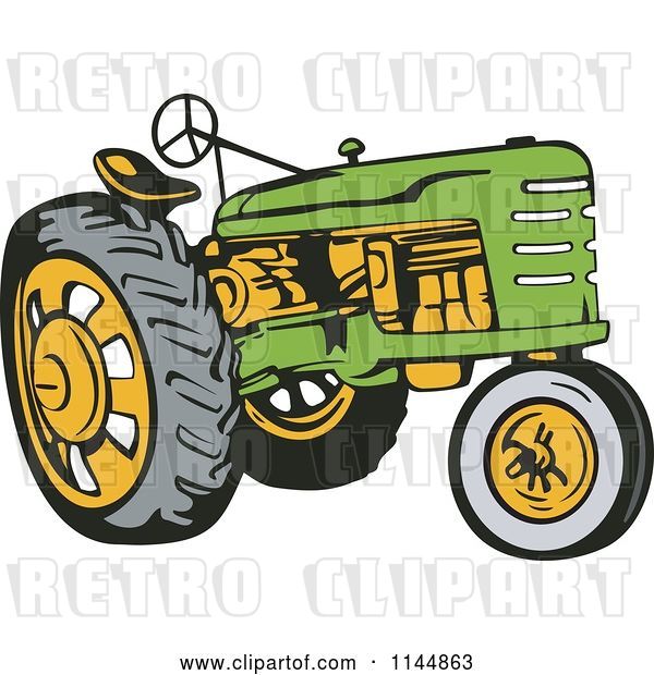 Vector Clip Art of Retro Green Tractor