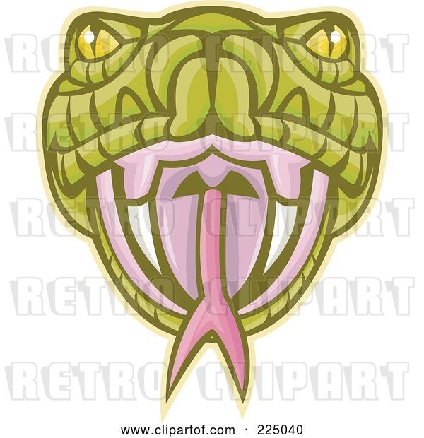 Vector Clip Art of Retro Green Viper Snake Head Logo