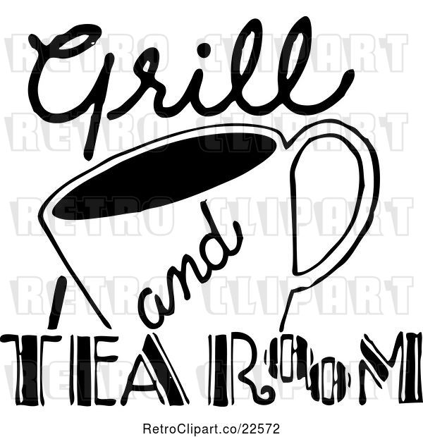 Vector Clip Art of Retro Grill and Tea Room Sign