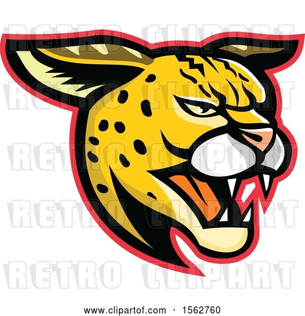 Vector Clip Art of Retro Growling Serval Wild Cat Mascot Head