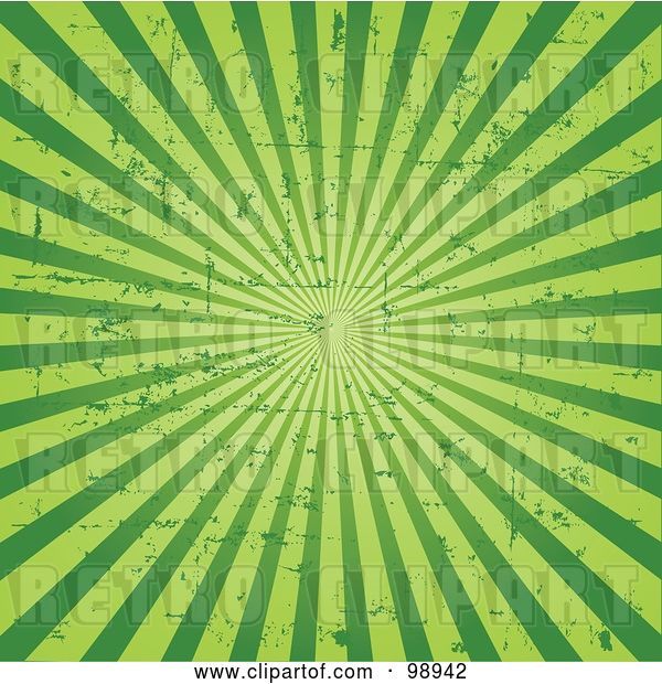 Vector Clip Art of Retro Grungy Green Ray Background