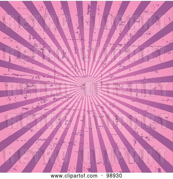 Vector Clip Art of Retro Grungy Pink Ray Background