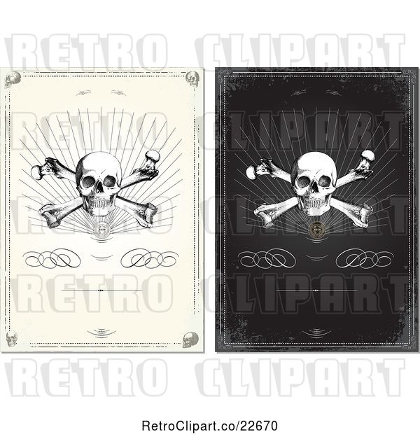 Vector Clip Art of Retro Grungy Skull and Crossbone Designs