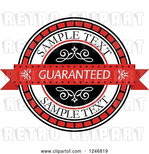 Vector Clip Art of Retro Guaranteed Label with Sample Text