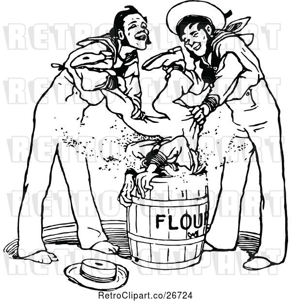 Vector Clip Art of Retro Guy Being Dunked in Flour by Sailors