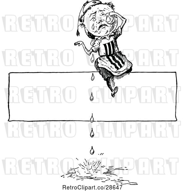 Vector Clip Art of Retro Guy Crying on a Banner