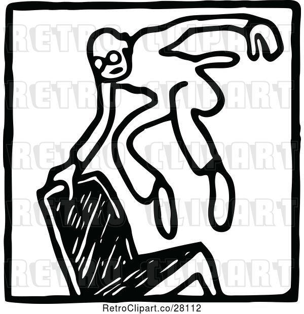 Vector Clip Art of Retro Guy Jumping a Chair Icon