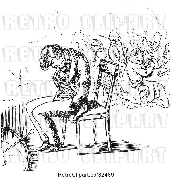 Vector Clip Art of Retro Guy Sleeping in a Chair in
